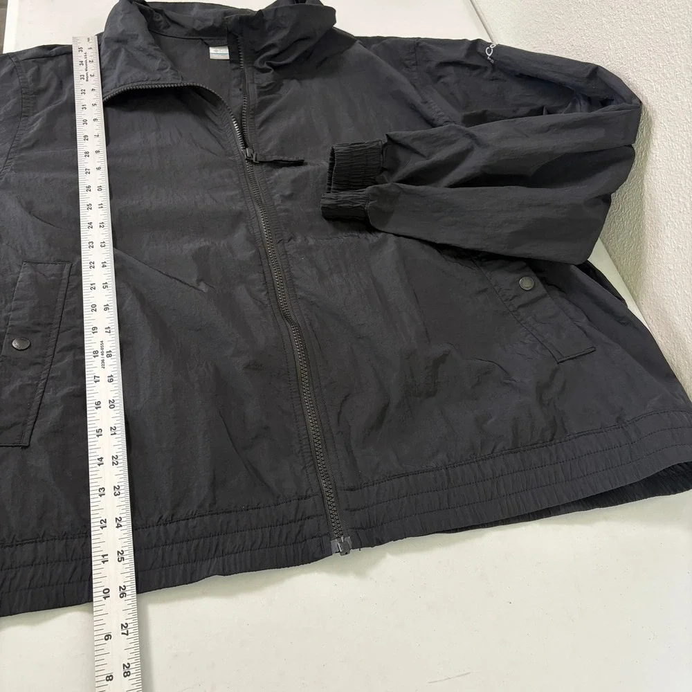 Columbia Windbreaker Jacket Womens 2X Black Full Zip Nylon Lightweight WW2428